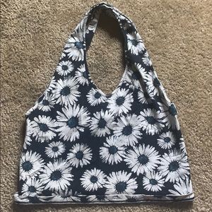 Flower Design Halter Crop Top
